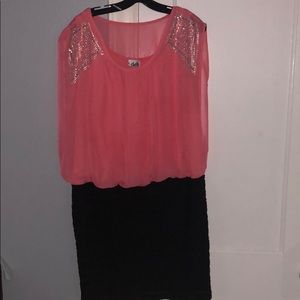 Pink and black dress